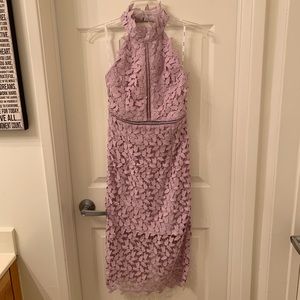 Bardot Gemma Halter Lace Sheath Dress Orchid Lilac